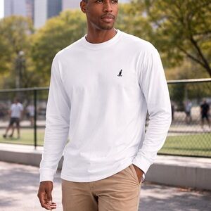 Beams Heart x Kangol White Long Sleeve Shirt Mens Sz M Japan Collab | Side Slits